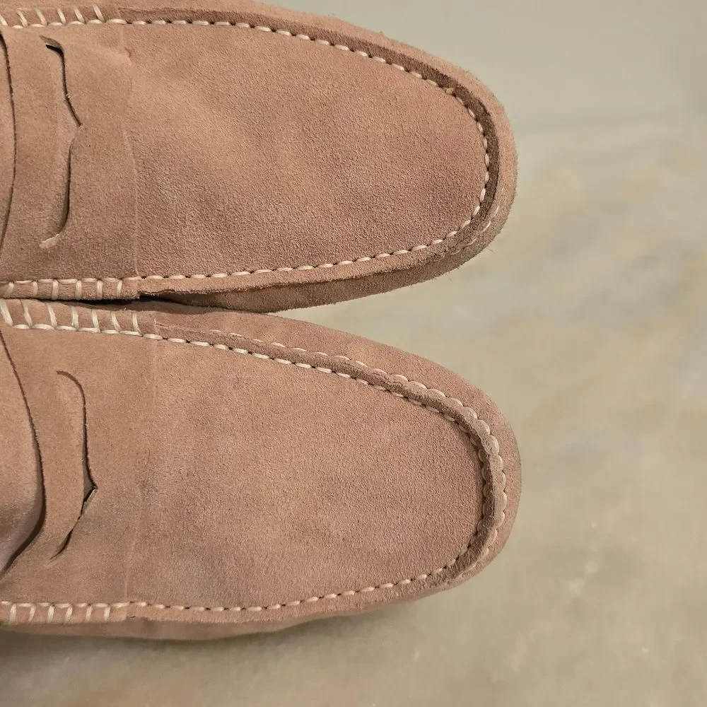 New Republic by Mark McNairy Barclay Dust Pink Suede Driver Loafer Men Size 10.5